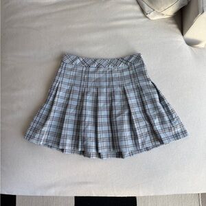 Aritzia Plaid Blue Pleated Skirt